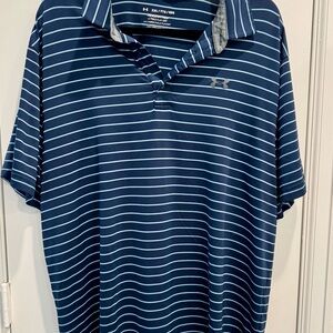 Under Armour Men's Navy and White Striped Polo